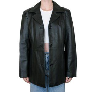 Vintage 90s Jessica Holbrook Black Leather Blazer Jacket